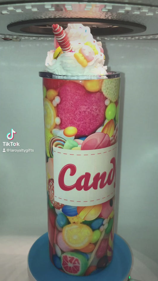 Custom Candy Land Tumbler W/Whipped Cream And Candy Lid